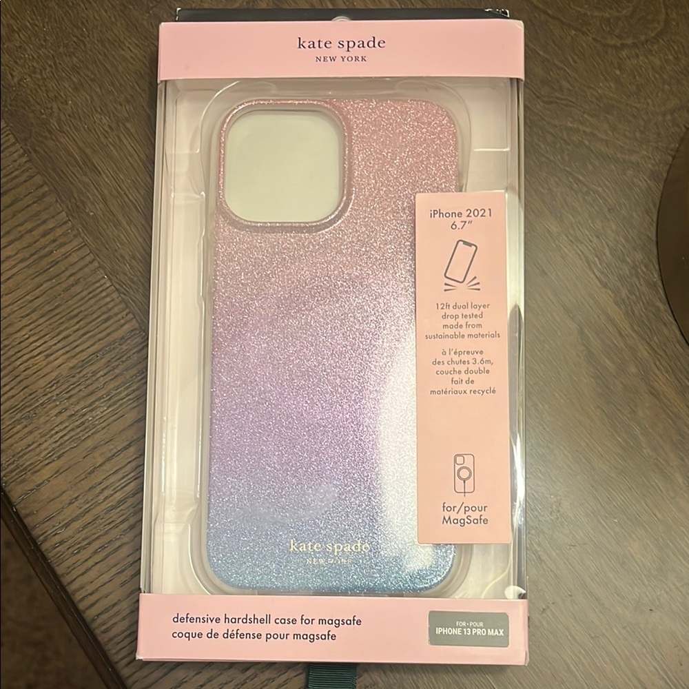 Kate Spade Pink and Purple Glitter iPhone 13 Pro Case